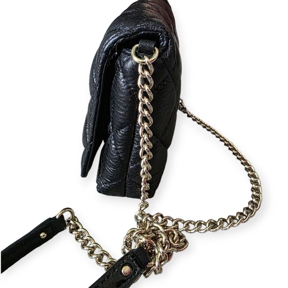 Kate Spade Gold Coast Quilted Leather Purse – Turn Lock Chain Bag, Black - Picture 12 of 16